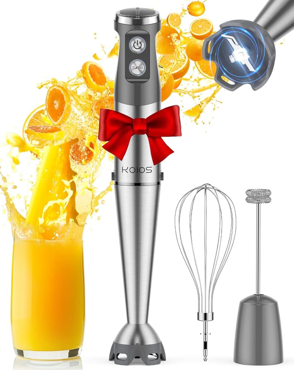 3-in-1 Hand Blender, Upgraded 12 Speed Stainless Steel Blade with Turbo Mode